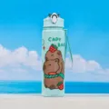 Bouteille d'eau en plastique vert menthe, tasse de sport mignonne avec capybara. - D-1 Bleu Clair