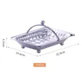 Stainless steel hammered fruit tray with handle and feet, home decorative candy serving dish. - Natural