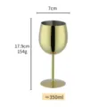 Goldener Edelstahl Weinkelch 350ml Champagnerglas metallischer Stiel für elegante Bar Partys. - Weinglas / Champagnergold