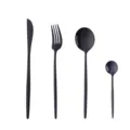 Ensemble de couverts noirs mats en acier inoxydable, couteau fourchette cuillère - Noir