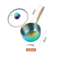 Rainbow stainless steel milk pan with lid, 1200ml yukihira pot for kitchen cooking. - 304 Yukihira Pot / AB Color