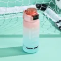 Bouteille d'eau de sport dégradée rose et bleue avec repères horaires, design portable. - 750ml / Rose
