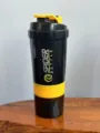Μαύρο κίτρινο 3 στρώσεων πρωτεΐνης shaker μπουκάλι fitness αθλητικό πλαστικό νερό - 500ml / Κίτρινο