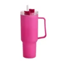 Großer rosa Becher mit Henkel und Strohhalm, tragbarer Auto-Wasserbecher für den Alltag. - 1200ml / Magenta