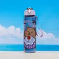 Kunststoff waterfles met een schattig capybara cartoon patroon, draagbare riem. - Transparant Blauw
