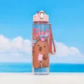 Leuke Capybara studenten plastic waterfles, lekkende draagbare sportwaterkoker voor kinderen. - Transparant Roze