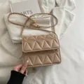 Damen gesteppte Ketten Umhängetasche modische Schulter kleine quadratische Tasche Sommer Stil - Khaki