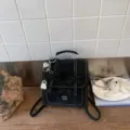 Μαύρο σουέτ σακίδιο πλάτης με φιόγκο casual μινιμαλιστική τσάντα καθημερινής χρήσης - Με Κρεμαστό / Μαύρο