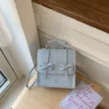 Zaino carino stile coreano con fiocco azzurro casual da donna borsa da lavoro alla moda - senza ciondolo / Blu