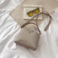 Bolso cruzado brillante elegante para mujer uso diario oficina moda casual chic. - Caqui