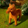 Close-up detail of simulation plush horse toy, standing posture, soft texture in scene display. - 39*45cm / Thoroughbred Horses