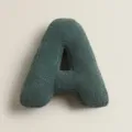 Coussin en peluche lettre A vert fonce pour la decoration de canape et de lit minimaliste - Lettre A