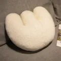 Detail view of the creative cream fluffy pillow, soft plush texture, cozy home decor cushion. - White Letter E