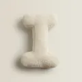 Coussin lettre I en sherpa blanc, oreiller alphabet peluche douillet pour canapé et lit. - Lettre I