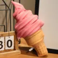 Cute pink ice cream cone plush pillow soft stuffed toy for kids room decor and gift choice. - Strawberry