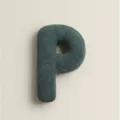 Coussin en peluche lettre P vert foncé, oreiller alphabétique doux pour canapé et lit. - Lettre P