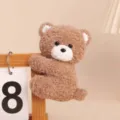 Cute brown plush bear clip toy, soft hanging doll for office or study desk decoration. - Light Color Bear