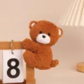 Cute brown plush bear clip toy, soft hanging doll for desk decor and cozy companion. - Dark Brown Bear