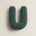 Coussin lettre U vert foncé en tissu mouton peluche minimaliste pour canapé chambre déco - Lettre U