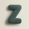 Coussin lettre Z en peluche mouton vert foncé, coussin décoratif minimaliste pour canapé. - Lettre Z