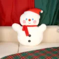 Weihnachten Schneemann Plüsch Kissen mit roter Weihnachtsmütze und Schal, weiche Deko. - Schneemann / 50cm / Weiß