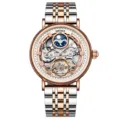 Herren Automatikuhr Mechanische Uhr Skelett Edelstahl Zweifarbig Armbanduhr Luxus - Roségold Gehäuse Roségold Zifferblatt