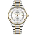 Kinyued Herren Automatikuhr mechanische Uhr mit zweifarbigem Edelstahlarmband Uhr - Weiß