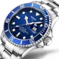 Automatisches mechanisches Herrenuhr mit blauem Zifferblatt Edelstahlarmband wasserdicht. - 42mm Gehäuse / Tiefseeblau