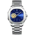 Kinyued Automatische Mechanische Herrenuhr Edelstahl Blaues Zifferblatt Luxus Sportuhr - Saphirblau