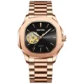 Herren Automatik Armbanduhr Roségold Edelstahl Skelett Zifferblatt Luxus Business Herrenuhr - Roségold & Schwarz