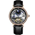 KINYUED Herren Skelett Tourbillon Automatikuhr Mechanische Luxus Business Armbanduhr - 43mm / Tiefschwarz