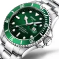 Grüne Keramiklünette automatische mechanische Herrenuhr mit Edelstahlarmband und Datum. - 42mm Gehäuse / Mintgrün