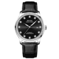 Herren Automatik Uhr Edelstahl schwarzes Zifferblatt Diamant Lünette Business Armbanduhr - Mode Silber Schwarz