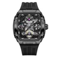 Herren Automatikuhr skelettiert Tonneau wasserdicht leuchtend Luxus Sport Armbanduhr - Modischer Stil + Super Leuchtend / Schwarz
