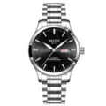 Herren automatische mechanische Uhr Edelstahl Business wasserdichtes Armbanduhr Zubehör - Schwarzes Zifferblatt Silbernes Band