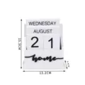 Calendario de escritorio perpetuo de madera moderno minimalista con bloques de fecha y home. - Blanco