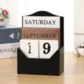 Calendario perpetuo de madera vintage bloque decoración de escritorio regalo top - Negro
