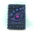 Resin dragon eye journal detail close-up, gothic vintage diary cover with purple scales. - Purple Dragon A5 Single
