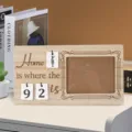 Marco de fotos de madera para escritorio con tarjetas de calendario y frase decorativa para hogar. - Estilo ISWHERE