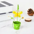 Creative metal memo clip business card holder spring bucket with flower decor item. - Yellow Butterfly