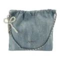 Τσάντα denim bucket με αλυσίδα και φιόγκο από πέρλες, κομψή casual τσάντα χιαστί. - Ανοιχτό μπλε