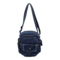 Κorean vintage τσάντα χιαστί από denim σε σκούρο μπλε, casual τσάντα με πολλές τσέπες. - Σκούρο μπλε