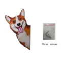 Χρι. μεταλλικό στολίδι κήπου φράχτη σκύλου Corgi με τρεις βίδες για εξωτερική διακόσμηση. - Σχέδιο Σκύλου