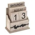 Calendario Perpetuo de Madera Vintage Bloque Decoracion de Mesa Accesorio Foto - Color madera natural
