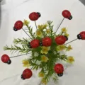 Mariquita de madera miniatura decoración de jardín bonsái adorno micro paisaje decor - Paquete de 10 / Rojo