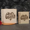 Wooden storage box carved love heart design desktop organizer gift box set for home decor - LOVE Style (2-Piece Set)