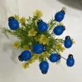 Palos de flores de mariquita azul de madera plantas miniatura decorativas maceta jardinería micropaisaje. - Paquete de 10 / Verde azulado