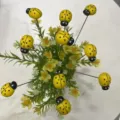 Mariquita amarilla de madera decorativa estaca de jardín micro paisaje maceta adorno - Paquete de 10 / Amarillo