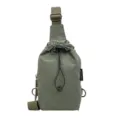 Green drawstring crossbody bag, casual commuter single shoulder mobile phone bag, solid color. - Green