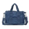 Casual τσάντα χιαστί από denim για γυναίκες, μεγάλη vintage τσάντα χειρός με λουράκια. - Ανοιχτό μπλε